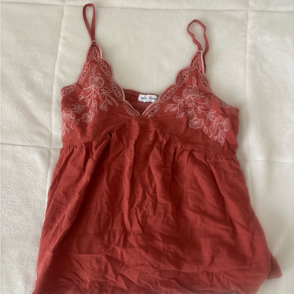 Women's Lace Trim Cami Top - Rust